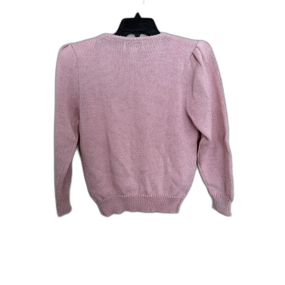 Vintage Petite Sophisticate Floral Pearl Knit Sweater – Grandmacore Coquette - Picture 2 of 8